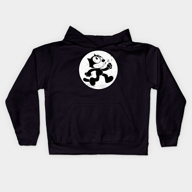 Felix The Cat Walking Whistle Kids Hoodie by technofaze